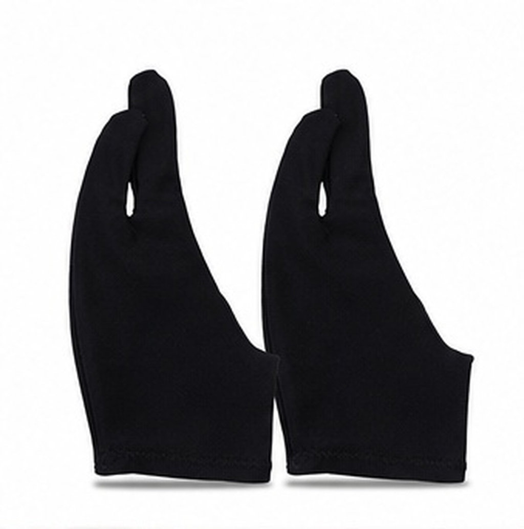 Drawing Glove Artist - 2 Stück Künstler-Zeichenhandschuhe, zweifingerige Spandex-Handschuhe, schmutzabweisend,