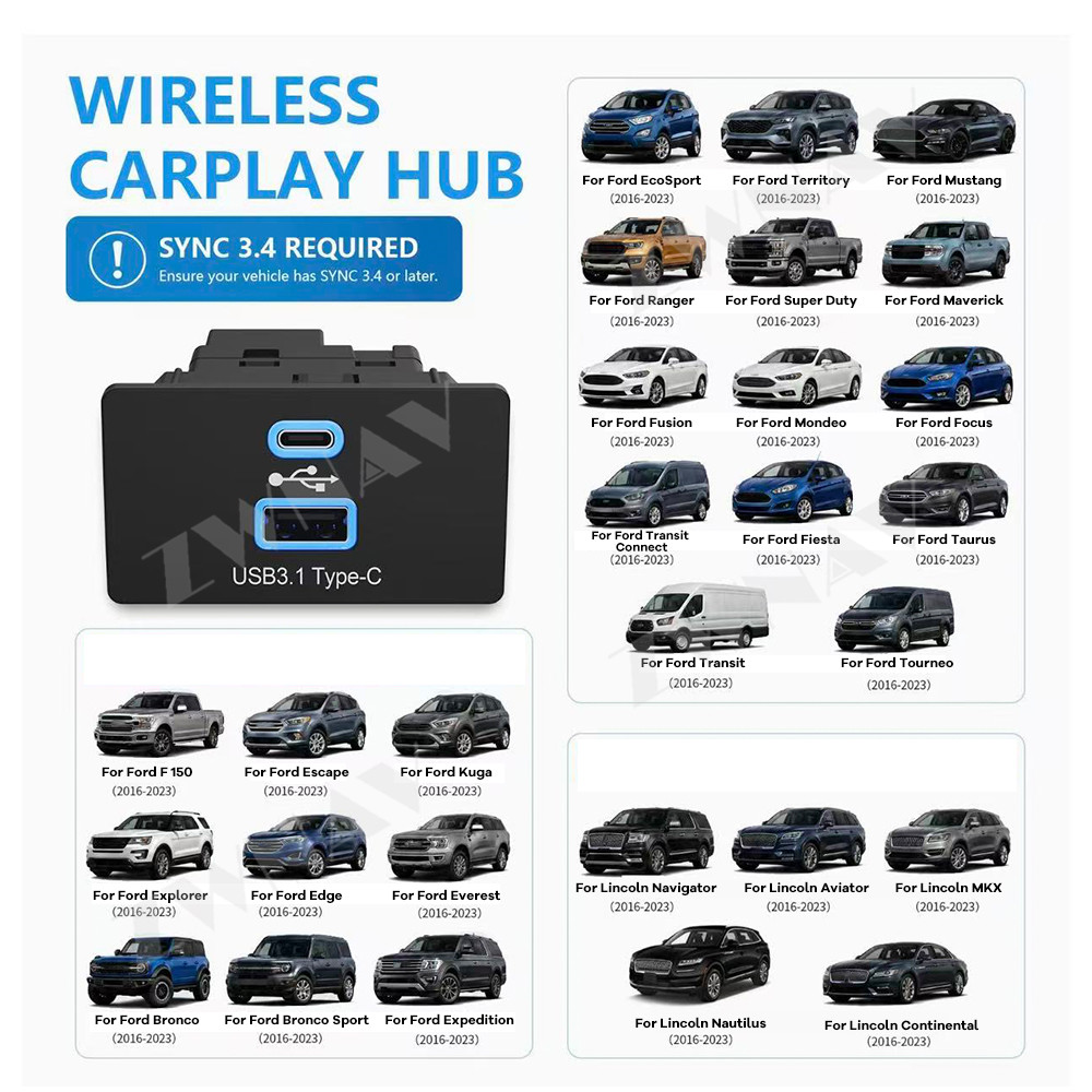 Kabelloser CarPlay Android Aut – Usb Hub Type C Bewertung und Preis
